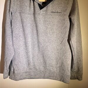 Eddie Bauer Men’s Gray Snap Collar Pullover Sweatshirt Medium